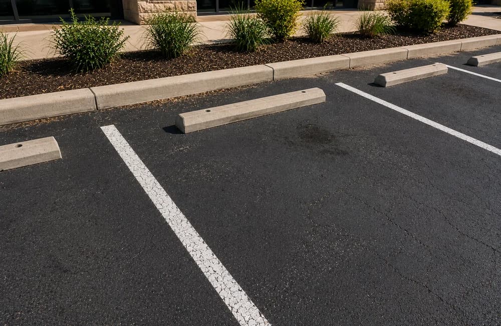 Commercial parking spaces beside a commercial building