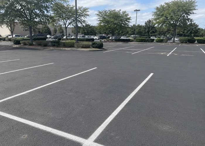 Customer-style parking lot photo with visible striping and surface condition